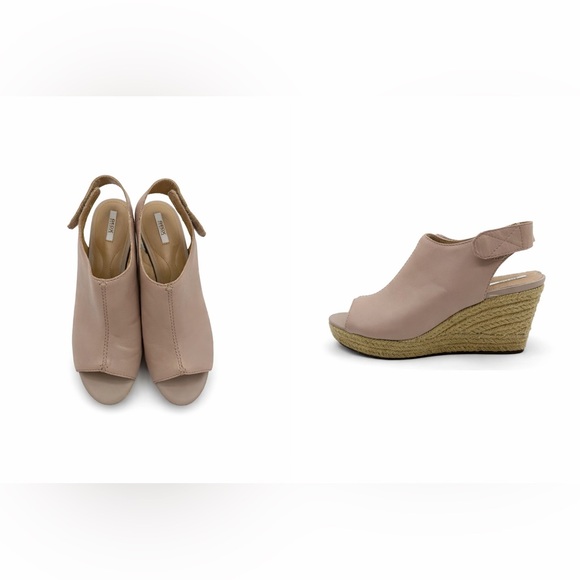 Geox Respira D Soleil Blush Pink Wedge Platform Espadrilles Peep Toes Size 38 - Picture 2 of 16